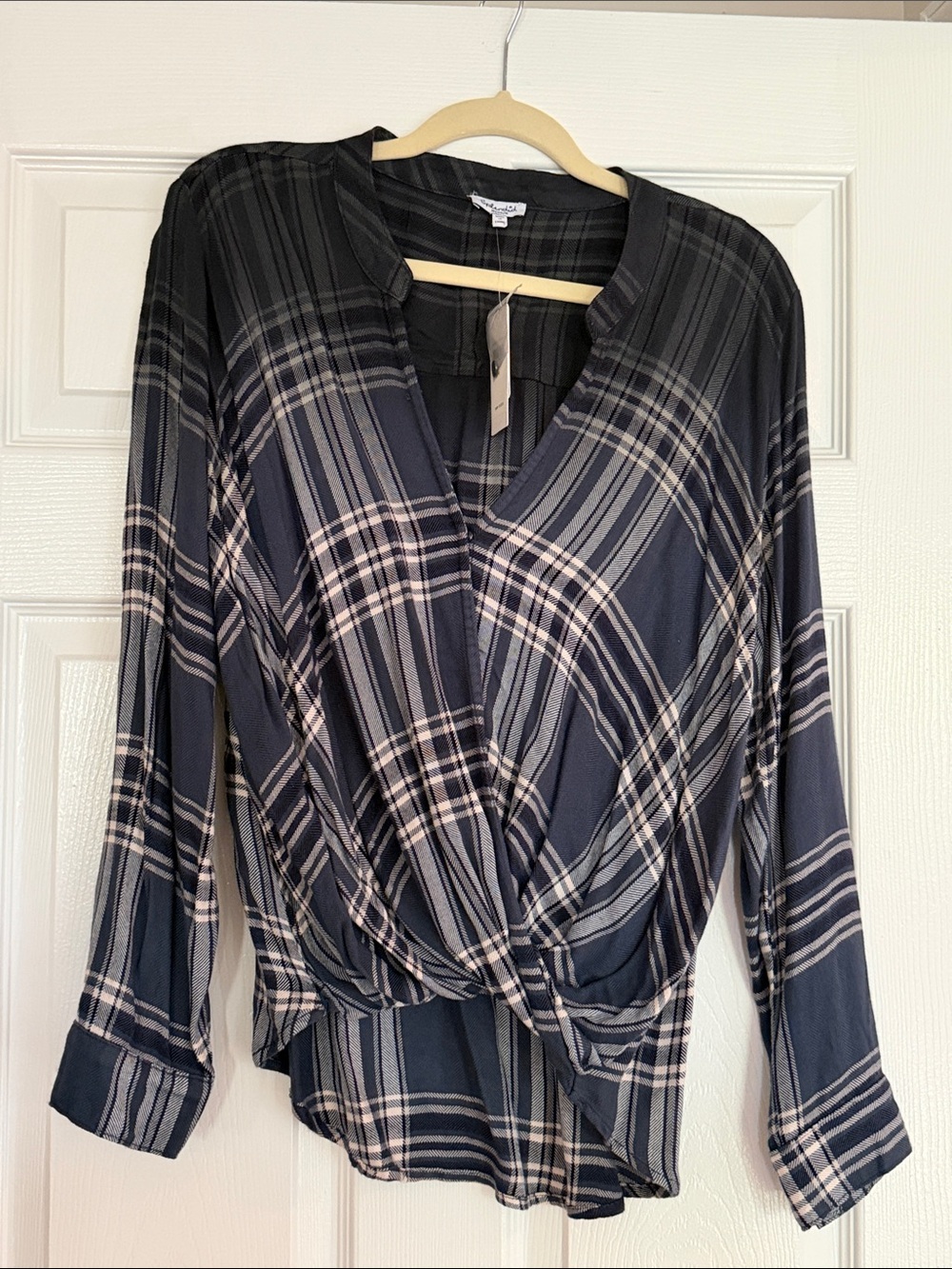 Splendid Hyperion Dip-Dyed Plaid top NWT M